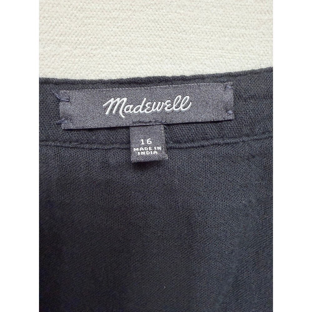 Madewell Lightspun Button-Front Tiered Midi Dress Women 16 Black | Minimalist - Picture 7 of 8